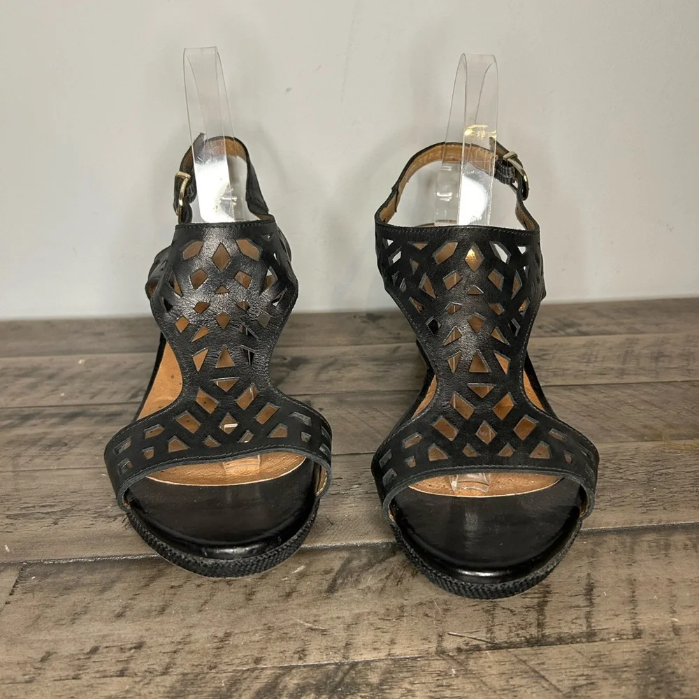 Clark’s Artisan Laser Cut Leather Wedge Sandals